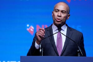 Deval Patrick appears on stage at a First in the West Event in Las Vegas, Nevada.