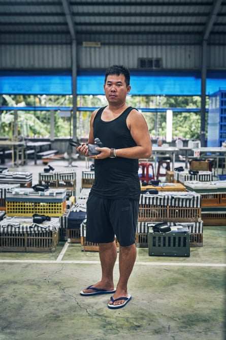 Pigeon breeder Lin Yo-zhen, 29, after checking in his pigeons for the southern sea summer race