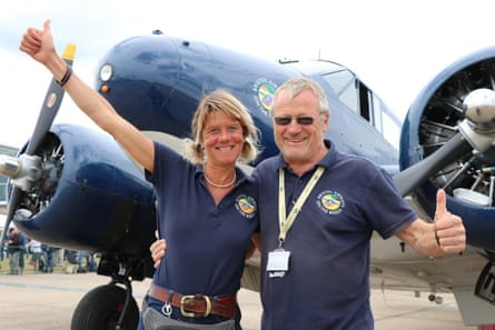 Record-breaking balloonist Allie Dunnington with her late husband Phil at D-day celebrations at Duxford in June 2019