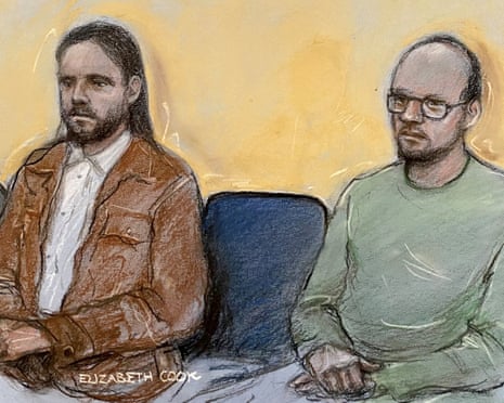 A court artist drawing of the two men in the dock