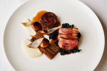 Ryland hogget - douglas fir-smoked shoulder, roasted jerusalem artichokes, white onion, madeira sauce, at Hawthorn restaurant, Kew, London