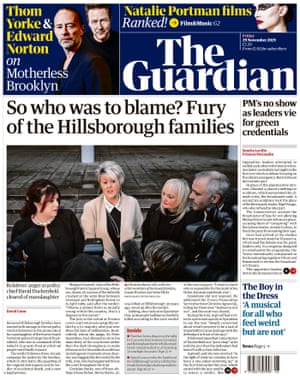 The Guardian front page, Friday 29 November 2019