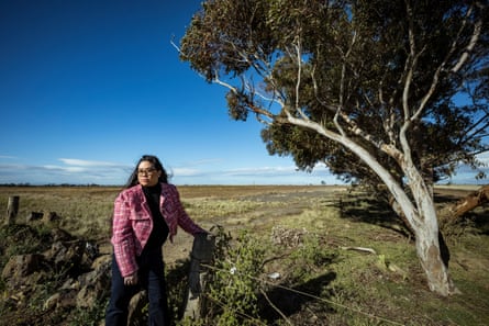 Local resident and civil designer, Karen Austria on the edge of the land in Plumpton.