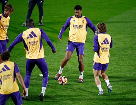 Real Madrid’s Jude Bellingham during training in Riyadh