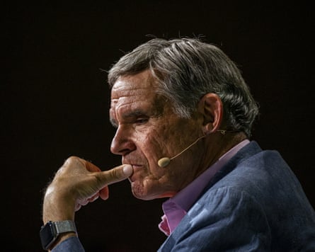 Closeup of Topol during a conference in 2024.