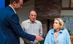 Oliver Chris as Joe, James Bolam as Jack and Anne Reid as Elizabeth in Fracked! Or: Please Don’t Use The F-Word by Alistair Beaton at the Minerva, Chichester.
