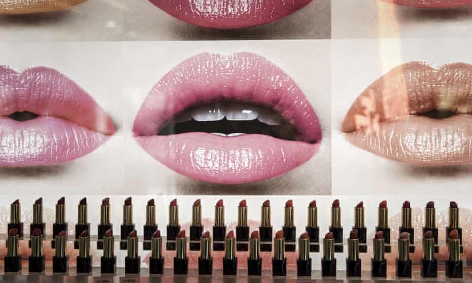 An Estee Lauder display of lipstick