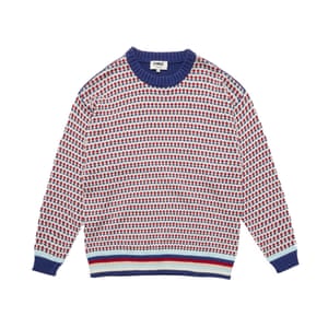 Blue and red jumper, £165, youmustcreate.com
