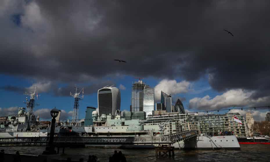 City of London under black cloud