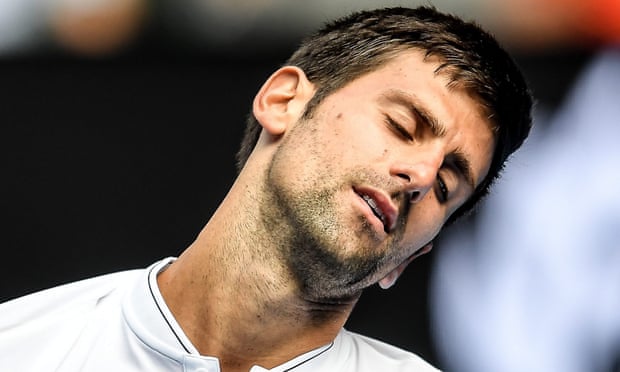 Novak Djokovic  during his second round loss at the Australian Open