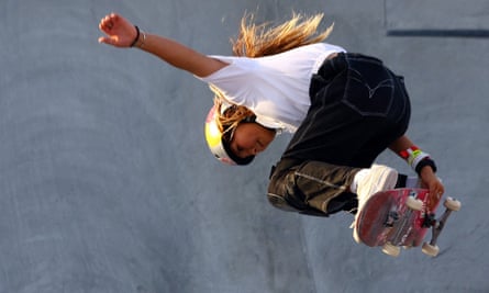 Sky Brown in action during the women’s final at the skateboarding world championships.