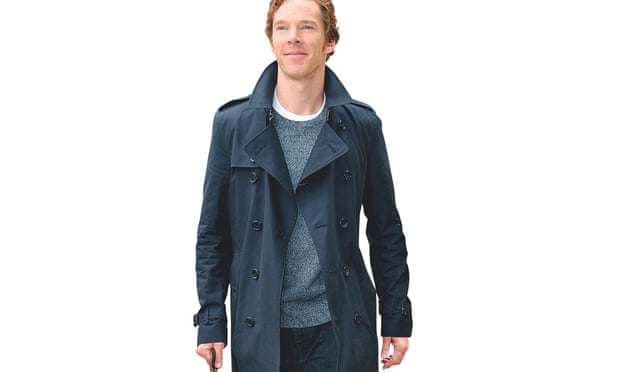 Actor Benedict Cumberbatch models a trenchcoat from Burberry Prorsum brand. 
