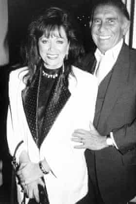 Jackie Collins and Oscar Lerman at the party in Belvedere hotel, London 1990.