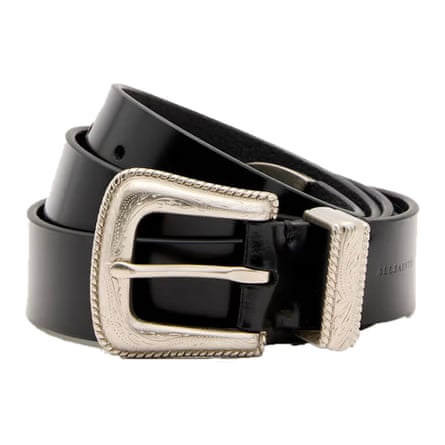 Black All Saints belt with silver buckle