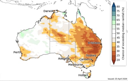 Drier conditions from May to July are expected to be concentrated in NSW and Queensland.