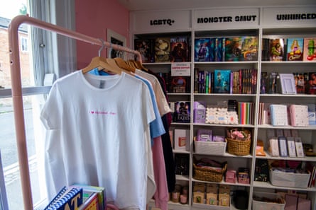 T-shirts printed with ‘I heart fictional men’ and bookshelves labelled LGBTQ+, Monster Smut and Unhinged