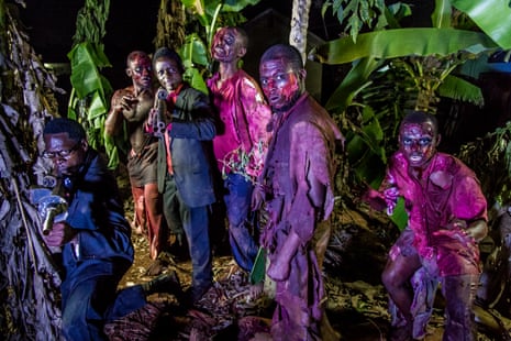 On the set of the zombie movie Eaten Alive in Wakaliwood
