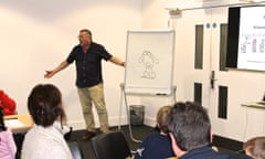 Harry Venning draws cartoons at the Guardian Education Centre cartoon and art family day 17 November 2018