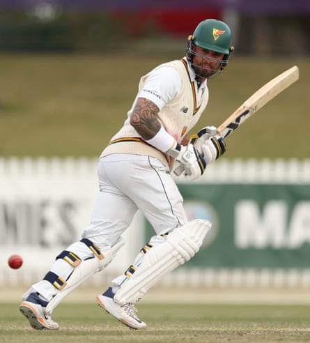 Jake Weatherald bats for Tasmania in a Sheffield Shield game