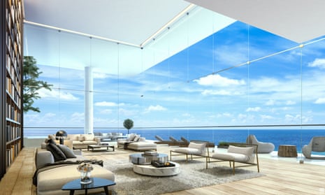 A virtual living room on the 20th floor of the Palm Jumerah in Dubai.