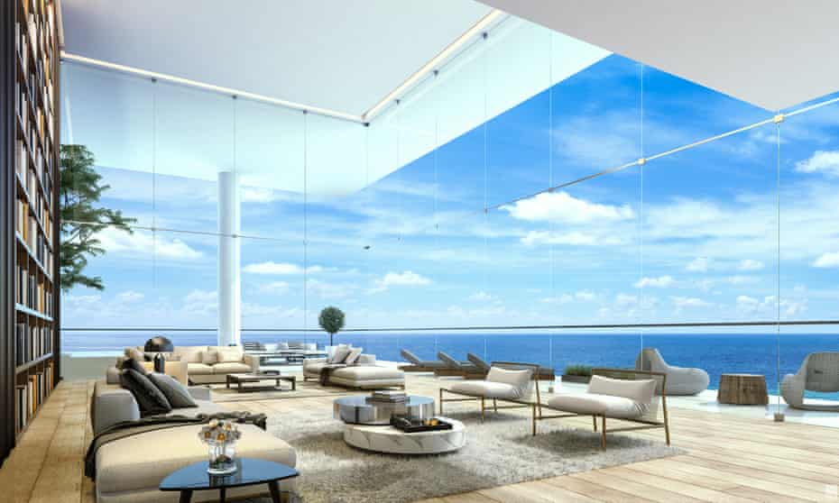A virtual living room on the 20th floor of the Palm Jumerah in Dubai. 