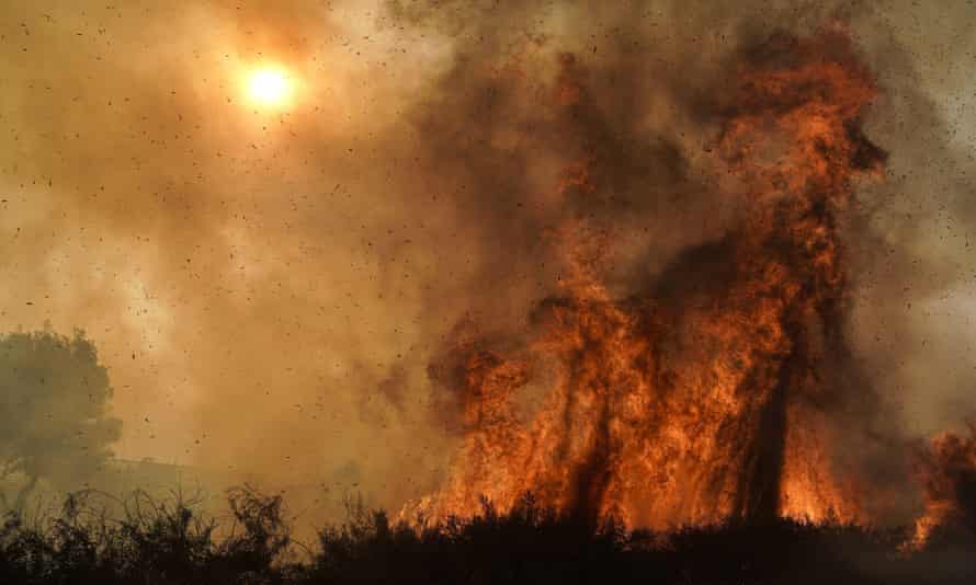 The Silverado fire burns in Irvine, California, in October.
