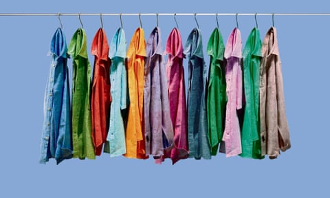 coloured shirts on a clothes rail