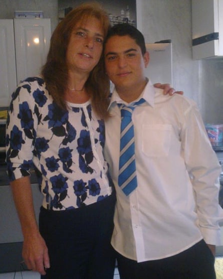 Naderi aged 13 with his foster mother, Dawn Jackson