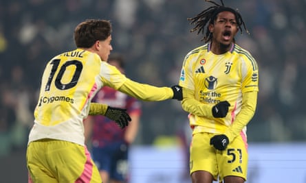 Juve’s Samuel Mbangula celebrates his late equaliser against Bologna