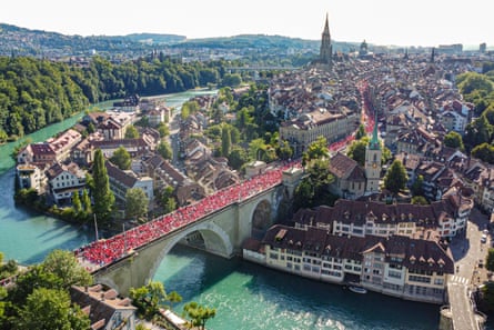Berne was turned into a oversea of reddish arsenic Swiss fans marched crossed nan Nydeggbrücke bridge