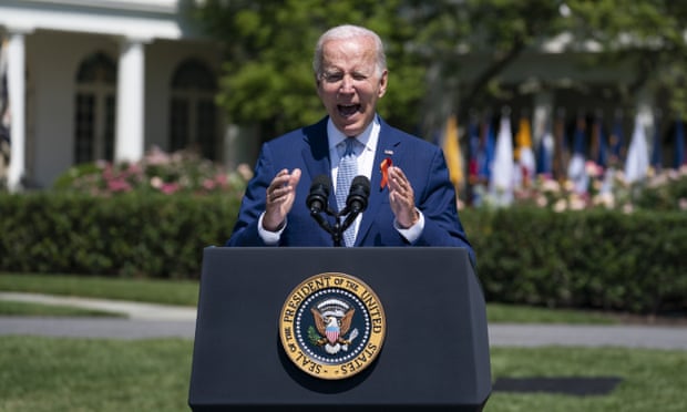 Joe Biden speaking on the White House lawn