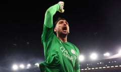 Champions League - Quarter Final - Second Leg - Aston Villa v Paris St Germain<br>Soccer Football - Champions League - Quarter Final - Second Leg - Aston Villa v Paris St Germain - Villa Park, Birmingham, Britain - April 15, 2025 Paris St Germain's Gianluigi Donnarumma celebrates after the match REUTERS/Hannah Mckay TPX IMAGES OF THE DAY