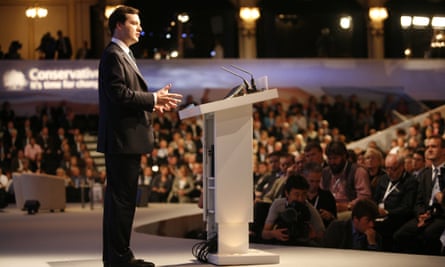 The then shadow chancellor, George Osborne, delivers the speech at the Conservative party conference in 2007.