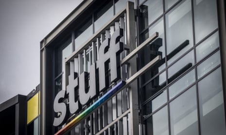The offices of Stuff media company are seen in Auckland, New Zealand, Monday, May 11, 2020. One of New Zealand’s largest media organizations has been sold for a single dollar to the chief executive, Sinead Boucher in a management buyout that would be completed by the end of the month. (Michael Craig/New Zealand Herald via AP)