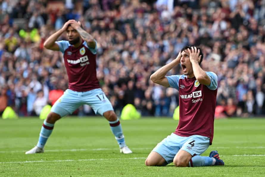 Jack Cork of Burnley reacts with dismay at Turf Moor as Burnley’s defeat to Newcastle condemned them to relegation.
