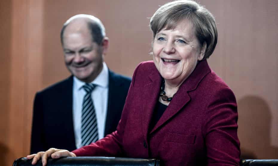 Angela Merkel and her finance minister Olaf Scholz