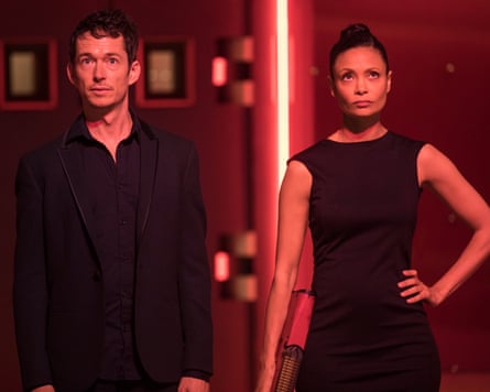 Simon Quarterman and Thandiwe Newton in Westworld season two.