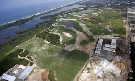 Aerial view of the construction site of Rio 2016’s golf venue.