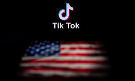 TikTok logo above American flag