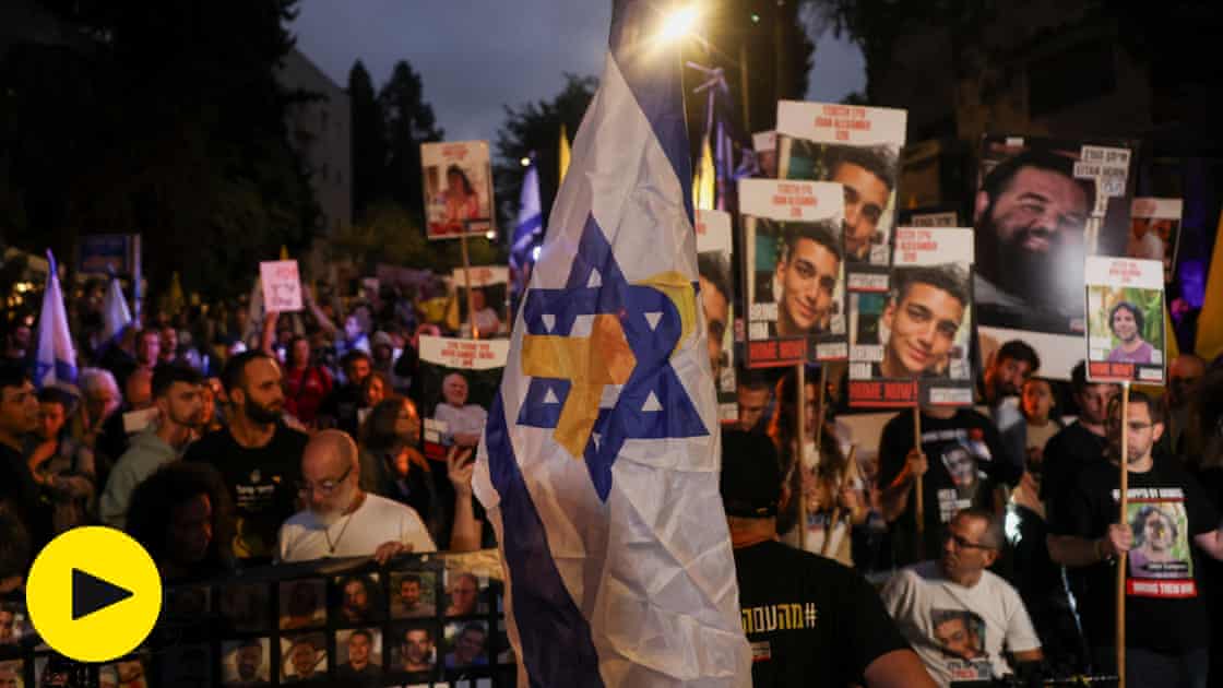 Israelis gather near Netanyahu's residence as they mark anniversary of October 7 attacks – video