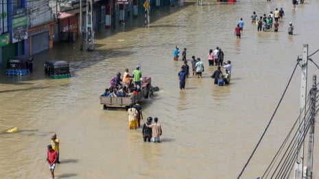 'Everything is underwater': Sri Lanka floods displace families – video