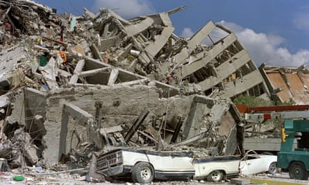A block of flats collapses in the Zona Rosa area of Mexico City.