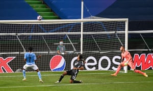 Raheem Sterling puts the ball over the bar with the goal gaping. One minute later, Lyon scored their third.