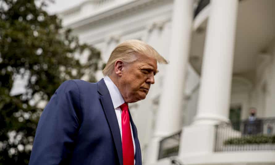 Donald Trump on the South Lawn of the White House on 6 August 2020.