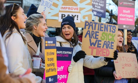 Nurses on a picket line outside St Thomas' hospital in Westminster