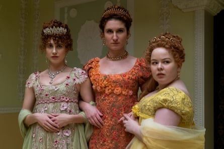 Bessie Carter, centre, with Harriet Cains and Nicola Coughlan in Bridgerton.