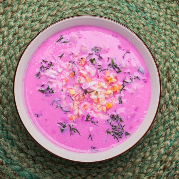 Traditional cold beet pink soup