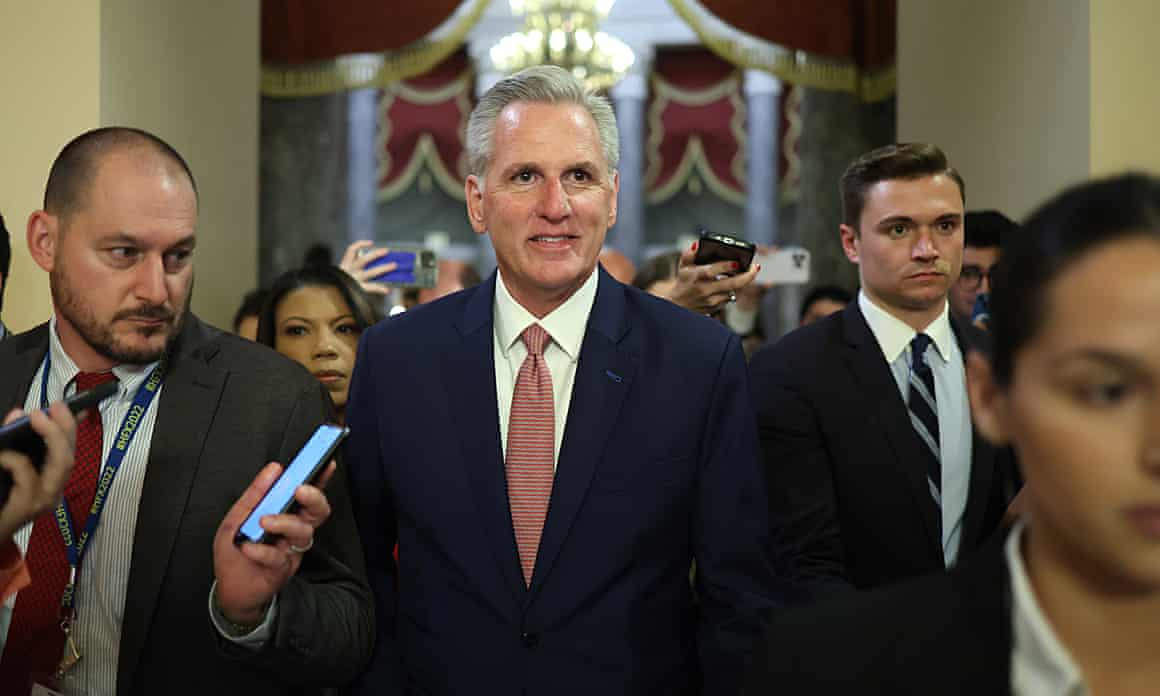Kevin McCarthy walks to the House chambers at the Capitol yesterday.