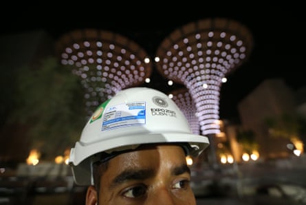 A security guard stands outside the Expo 2020, Dubai.