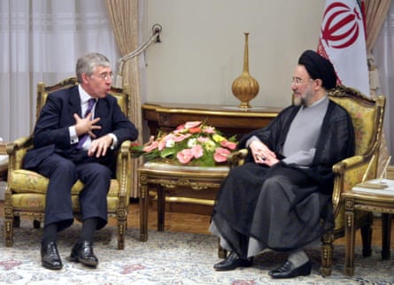 Iranian president Mohammad Khatami with British foreign secretary Jack Straw in Tehran, September 2001